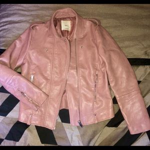 Blush Faux Leather Biker Jacket